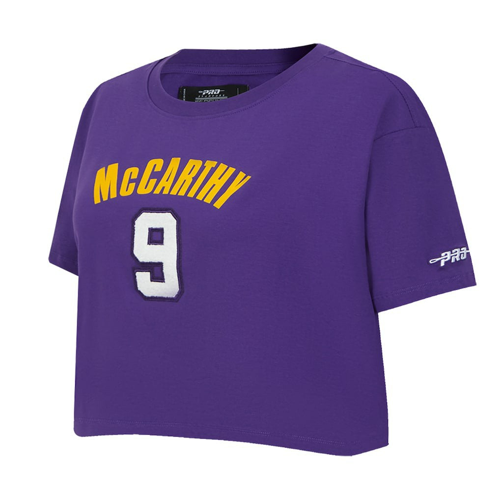 J.J. McCarthy Minnesota Vikings Pro Standard Women's Player Name & Number Cropped Boxy T-Shirt Purple | NFL