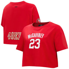 Christian McCaffrey San Francisco 49ers Pro Standard Women's Player Name & Number Cropped Boxy T-Shirt Scarlet | NFL