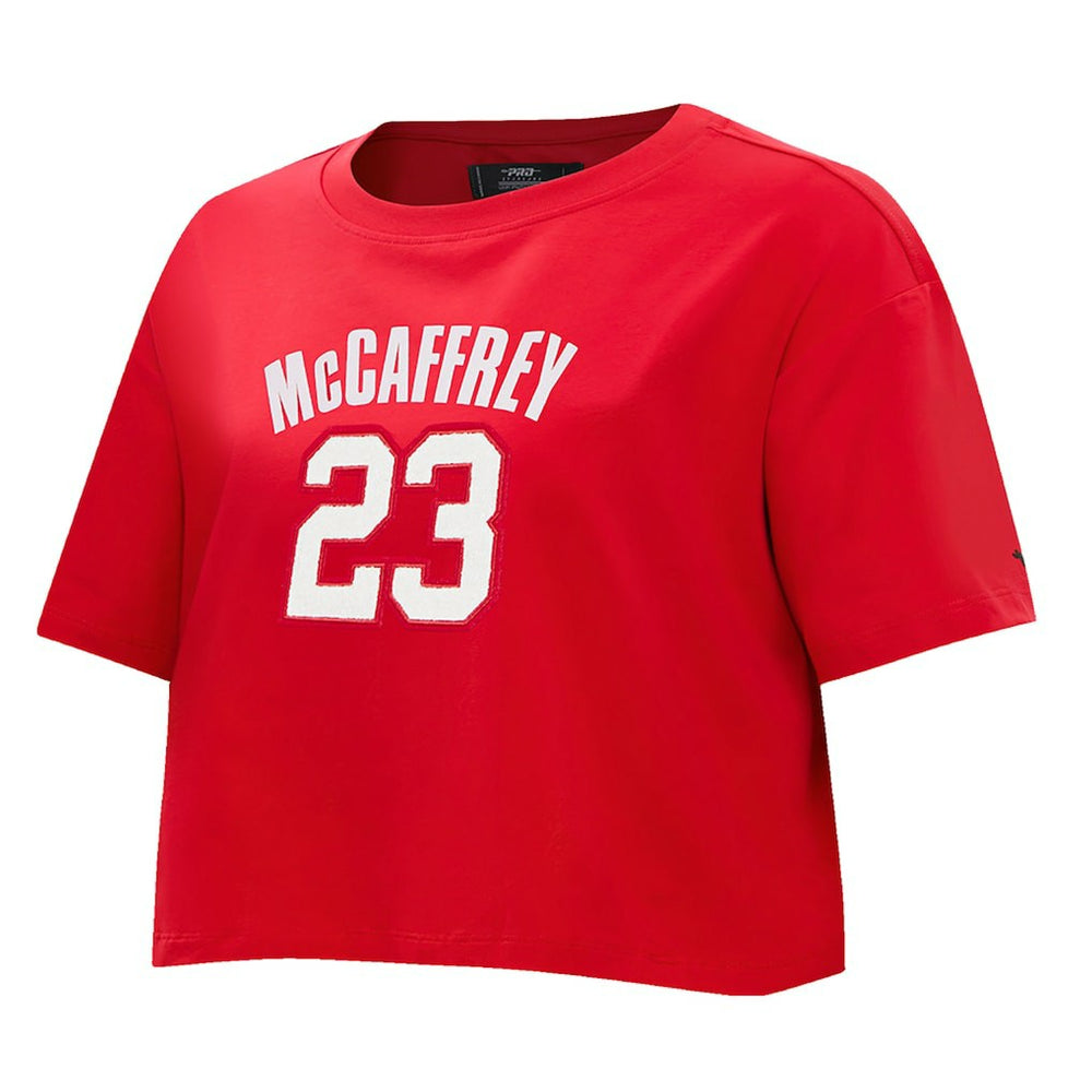 Christian McCaffrey San Francisco 49ers Pro Standard Women's Player Name & Number Cropped Boxy T-Shirt Scarlet | NFL