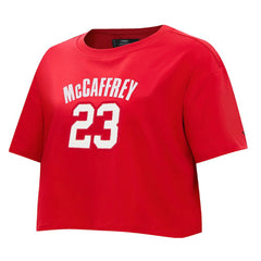 Christian McCaffrey San Francisco 49ers Pro Standard Women's Player Name & Number Cropped Boxy T-Shirt Scarlet | NFL