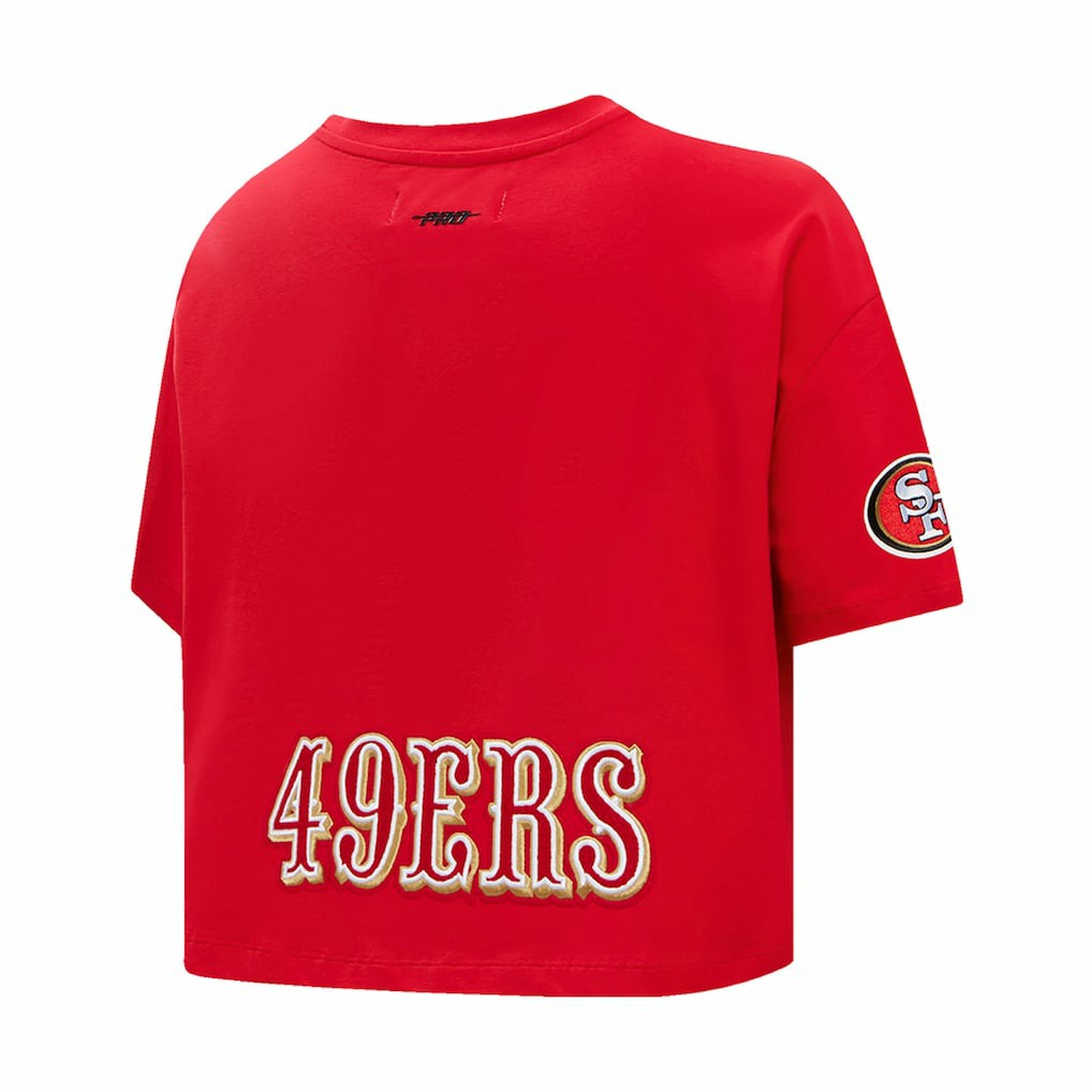 Christian McCaffrey San Francisco 49ers Pro Standard Women's Player Name & Number Cropped Boxy T-Shirt Scarlet | NFL