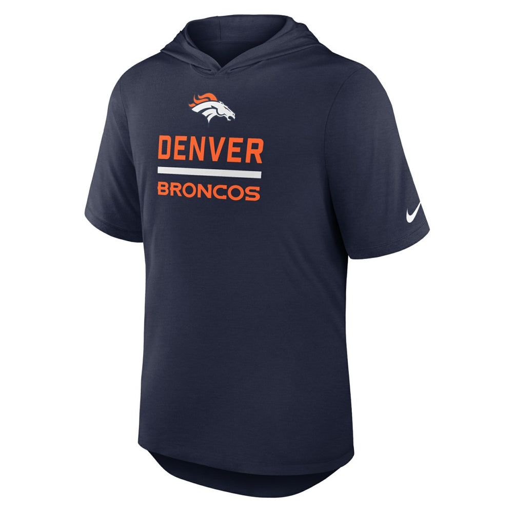 Denver Broncos Lockup Tri-Blend Hoodie T-Shirt Navy | Nike for Sale