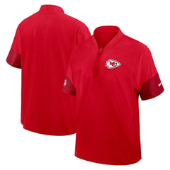 Kansas City Chiefs Sideline Short Sleeve Quarter-Zip Dri-FIT Coach Jacket Red | Nike for Sale