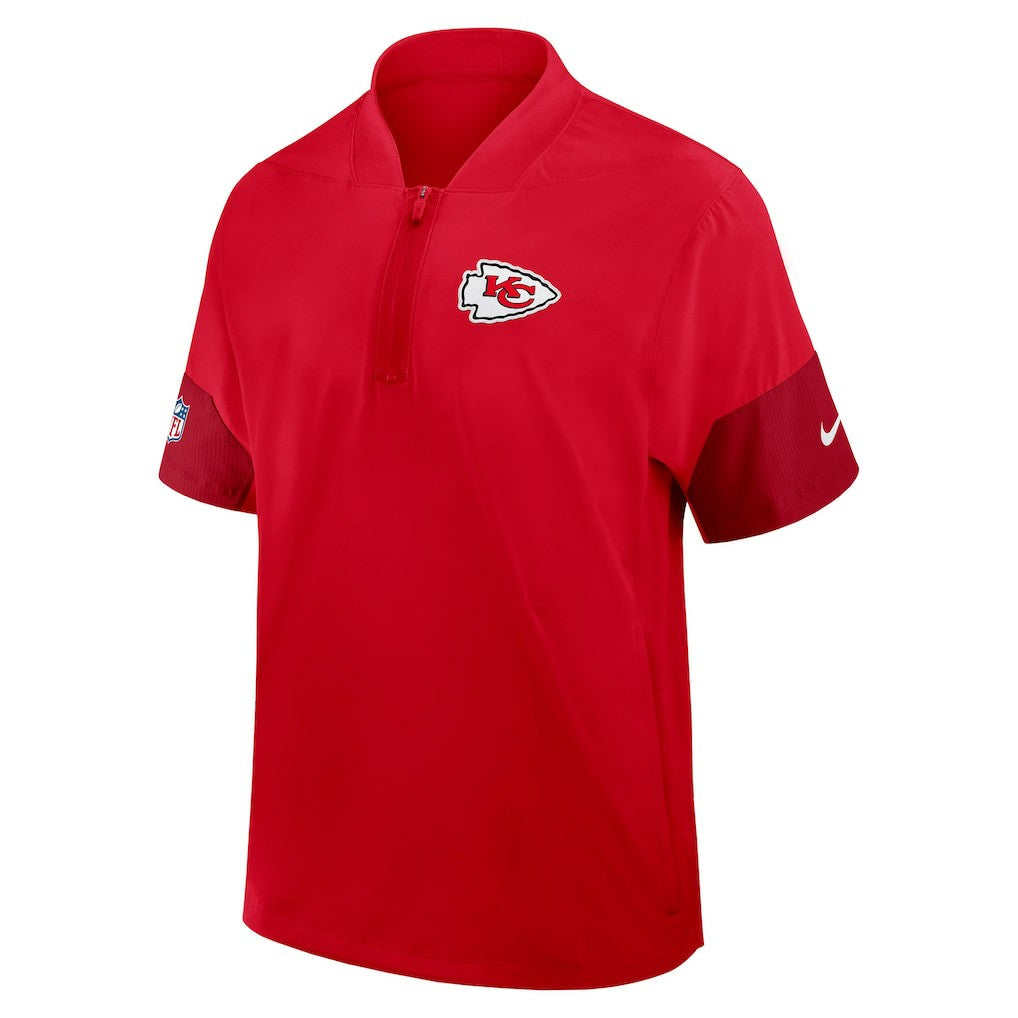 Kansas City Chiefs Sideline Short Sleeve Quarter-Zip Dri-FIT Coach Jacket Red | Nike for Sale
