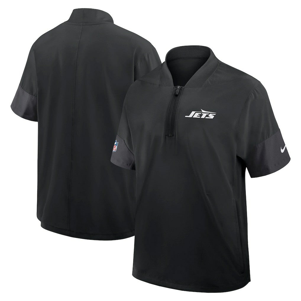 New York Jets Sideline Short Sleeve Quarter-Zip Dri-FIT Coach Jacket Black | Nike for Sale