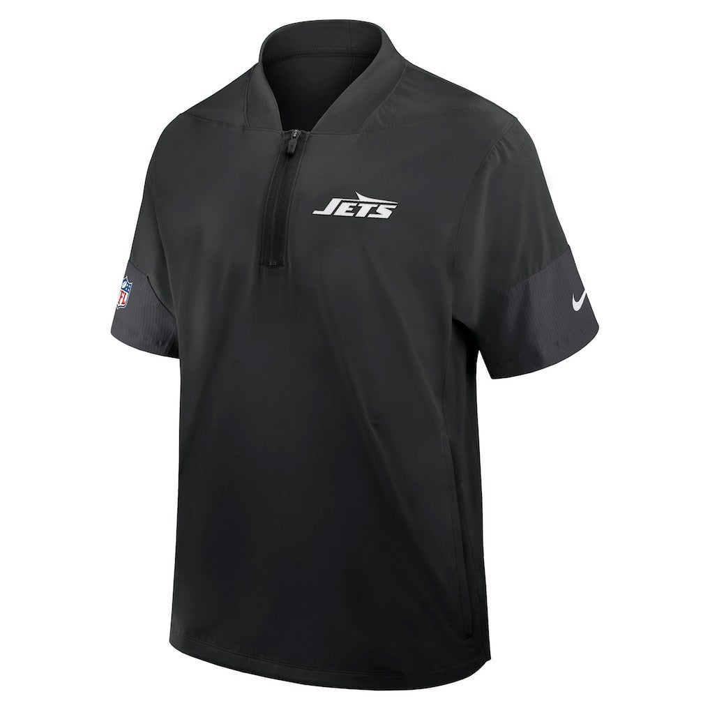 New York Jets Sideline Short Sleeve Quarter-Zip Dri-FIT Coach Jacket Black | Nike for Sale
