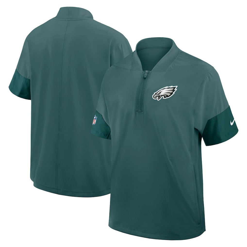 Philadelphia Eagles Sideline Short Sleeve Quarter-Zip Dri-FIT Coach Jacket Midnight Green | Nike for Sale