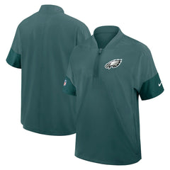 Philadelphia Eagles Sideline Short Sleeve Quarter-Zip Dri-FIT Coach Jacket Midnight Green | Nike for Sale