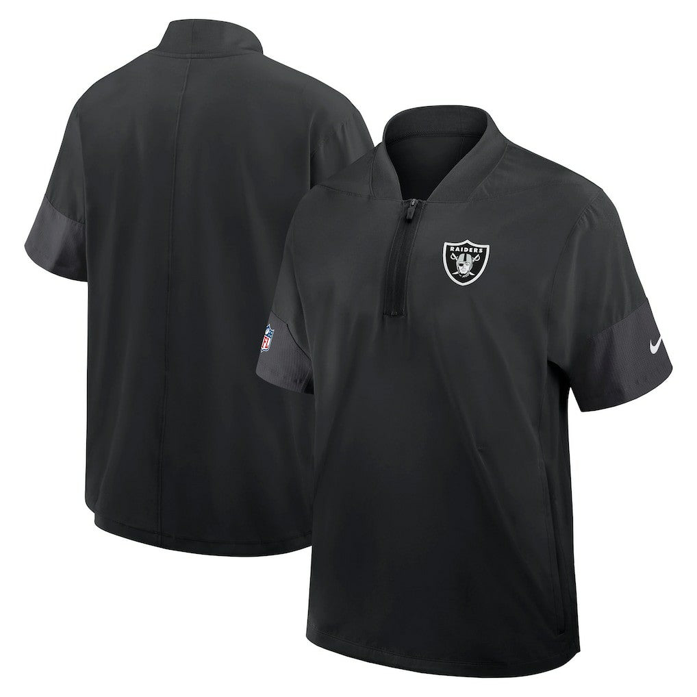 Las Vegas Raiders Sideline Short Sleeve Quarter-Zip Dri-FIT Coach Jacket Black | Nike for Sale