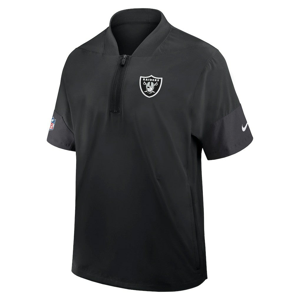 Las Vegas Raiders Sideline Short Sleeve Quarter-Zip Dri-FIT Coach Jacket Black | Nike for Sale