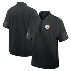 Pittsburgh Steelers Sideline Short Sleeve Quarter-Zip Dri-FIT Coach Jacket Black | Nike for Sale