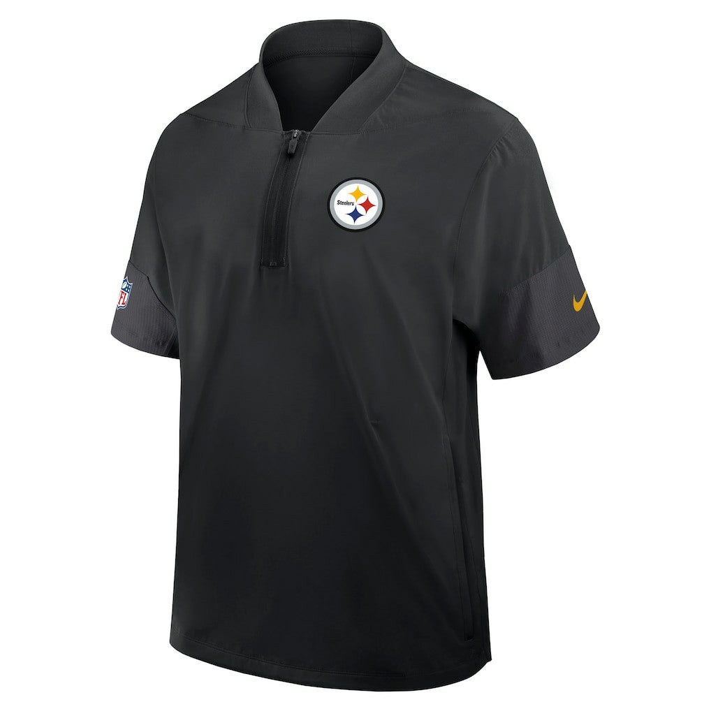 Pittsburgh Steelers Sideline Short Sleeve Quarter-Zip Dri-FIT Coach Jacket Black | Nike for Sale
