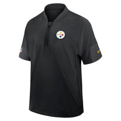 Pittsburgh Steelers Sideline Short Sleeve Quarter-Zip Dri-FIT Coach Jacket Black | Nike for Sale
