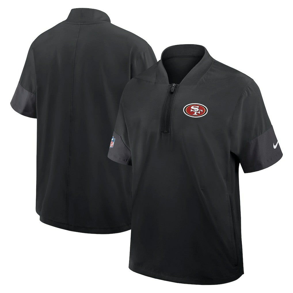 San Francisco 49ers Sideline Short Sleeve Quarter-Zip Dri-FIT Coach Jacket Black | Nike for Sale