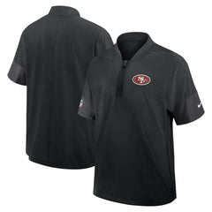 San Francisco 49ers Sideline Short Sleeve Quarter-Zip Dri-FIT Coach Jacket Black | Nike for Sale