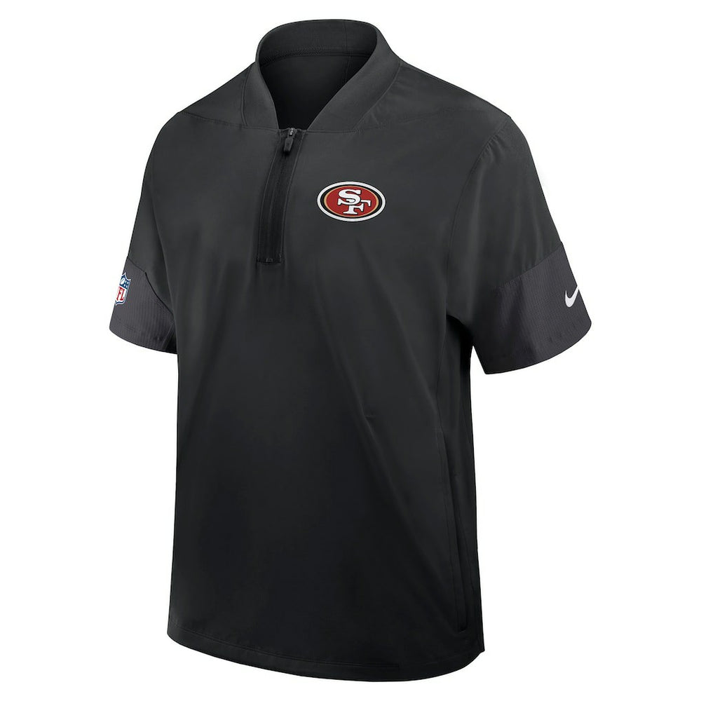 San Francisco 49ers Sideline Short Sleeve Quarter-Zip Dri-FIT Coach Jacket Black | Nike for Sale