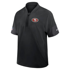San Francisco 49ers Sideline Short Sleeve Quarter-Zip Dri-FIT Coach Jacket Black | Nike for Sale
