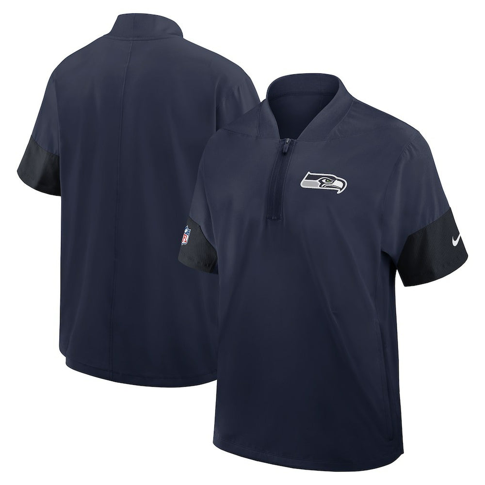 Seattle Seahawks Sideline Short Sleeve Quarter-Zip Dri-FIT Coach Jacket College Navy | Nike for Sale
