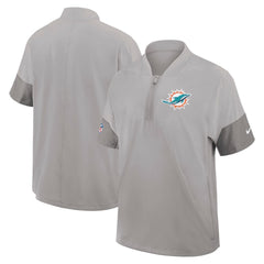 Miami Dolphins Sideline Short Sleeve Quarter-Zip Dri-FIT Coach Jacket Gray | Nike for Sale