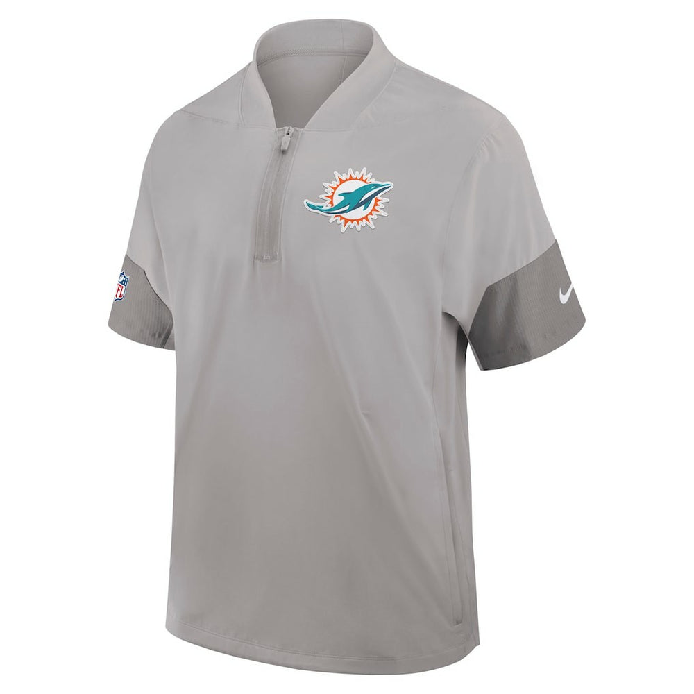 Miami Dolphins Sideline Short Sleeve Quarter-Zip Dri-FIT Coach Jacket Gray | Nike for Sale