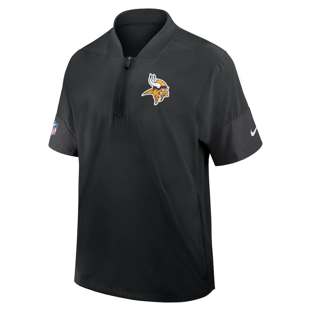 Minnesota Vikings Sideline Short Sleeve Quarter-Zip Dri-FIT Coach Jacket Black | Nike for Sale