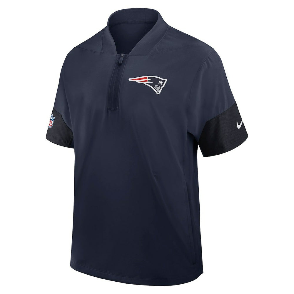 New England Patriots Sideline Short Sleeve Quarter-Zip Dri-FIT Coach Jacket Navy | Nike for Sale