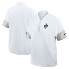 New Orleans Saints Sideline Short Sleeve Quarter-Zip Dri-FIT Coach Jacket White | Nike for Sale