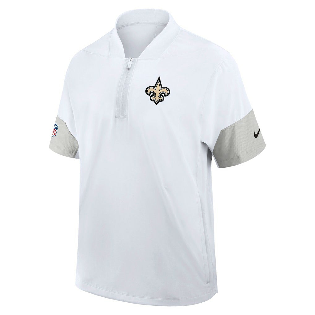 New Orleans Saints Sideline Short Sleeve Quarter-Zip Dri-FIT Coach Jacket White | Nike for Sale