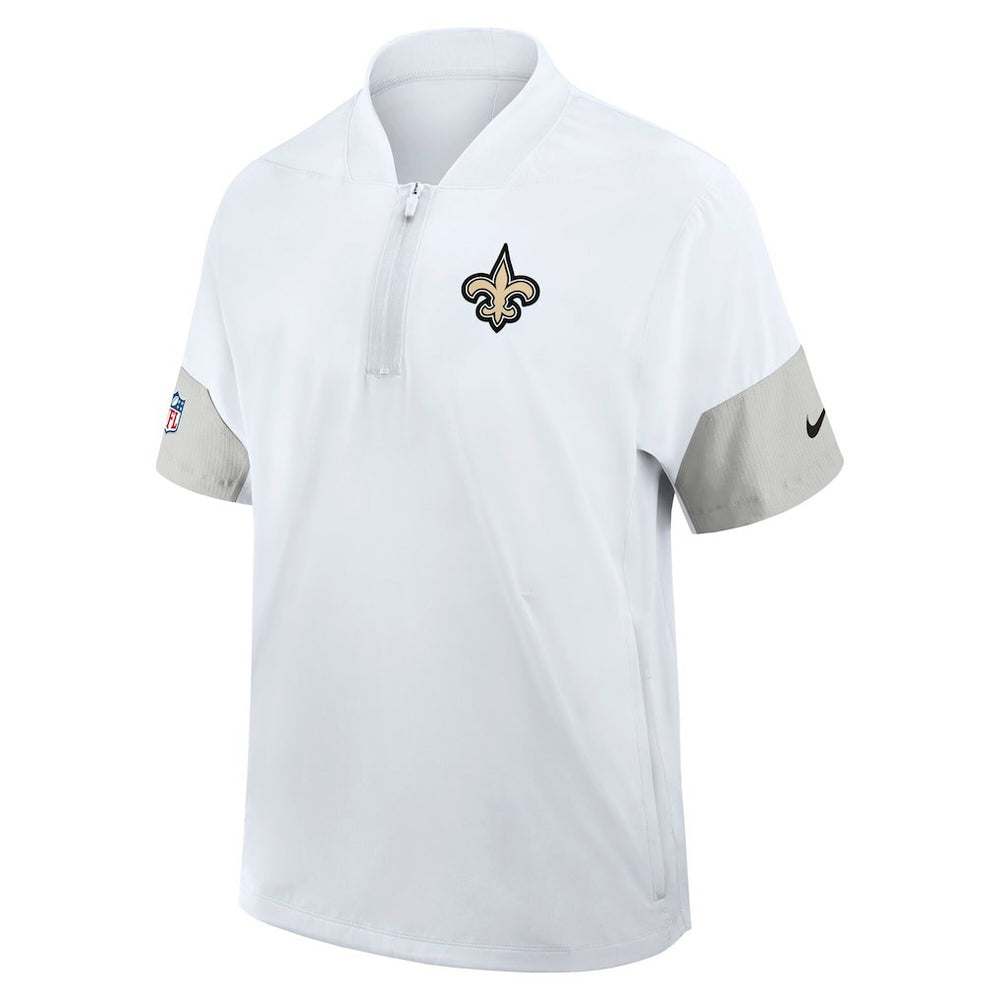 New Orleans Saints Sideline Short Sleeve Quarter-Zip Dri-FIT Coach Jacket White | Nike for Sale