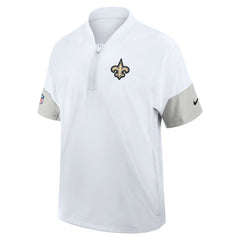 New Orleans Saints Sideline Short Sleeve Quarter-Zip Dri-FIT Coach Jacket White | Nike for Sale