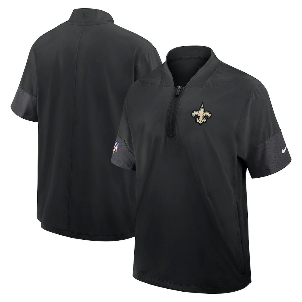 New Orleans Saints Sideline Short Sleeve Quarter-Zip Dri-FIT Coach Jacket Black | Nike for Sale