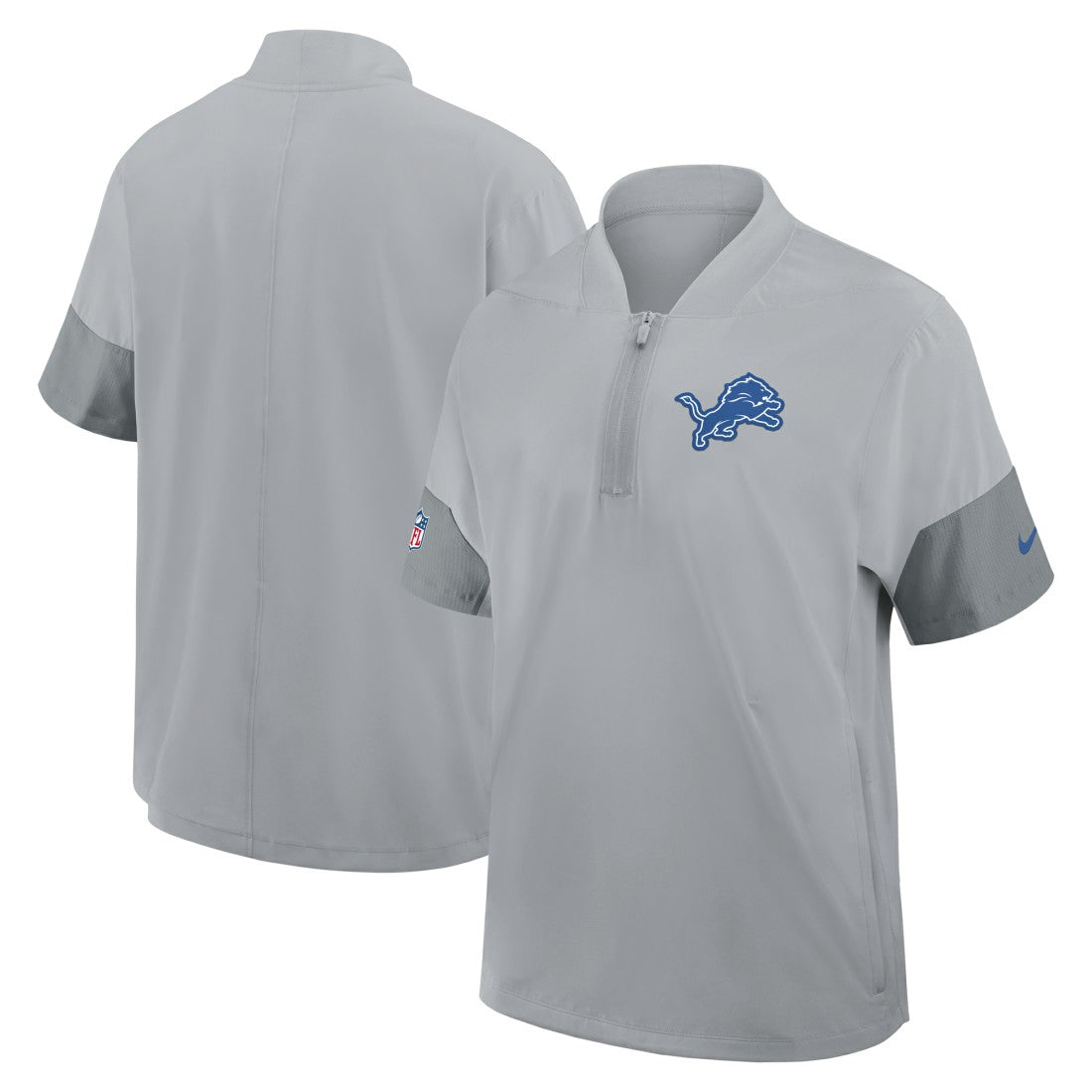 Detroit Lions Sideline Short Sleeve Quarter-Zip Dri-FIT Coach Jacket Gray | Nike for Sale