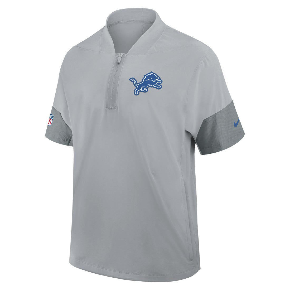 Detroit Lions Sideline Short Sleeve Quarter-Zip Dri-FIT Coach Jacket Gray | Nike for Sale