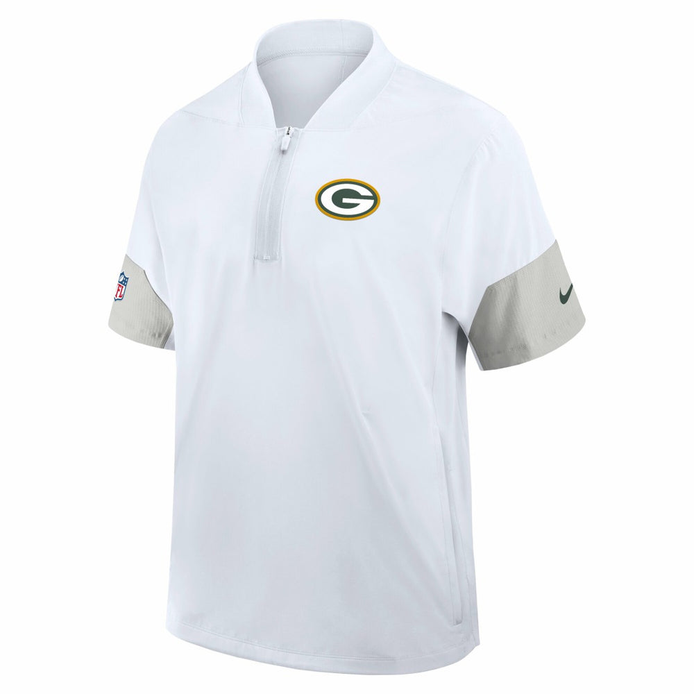 Green Bay Packers Sideline Short Sleeve Quarter-Zip Dri-FIT Coach Jacket White | Nike for Sale