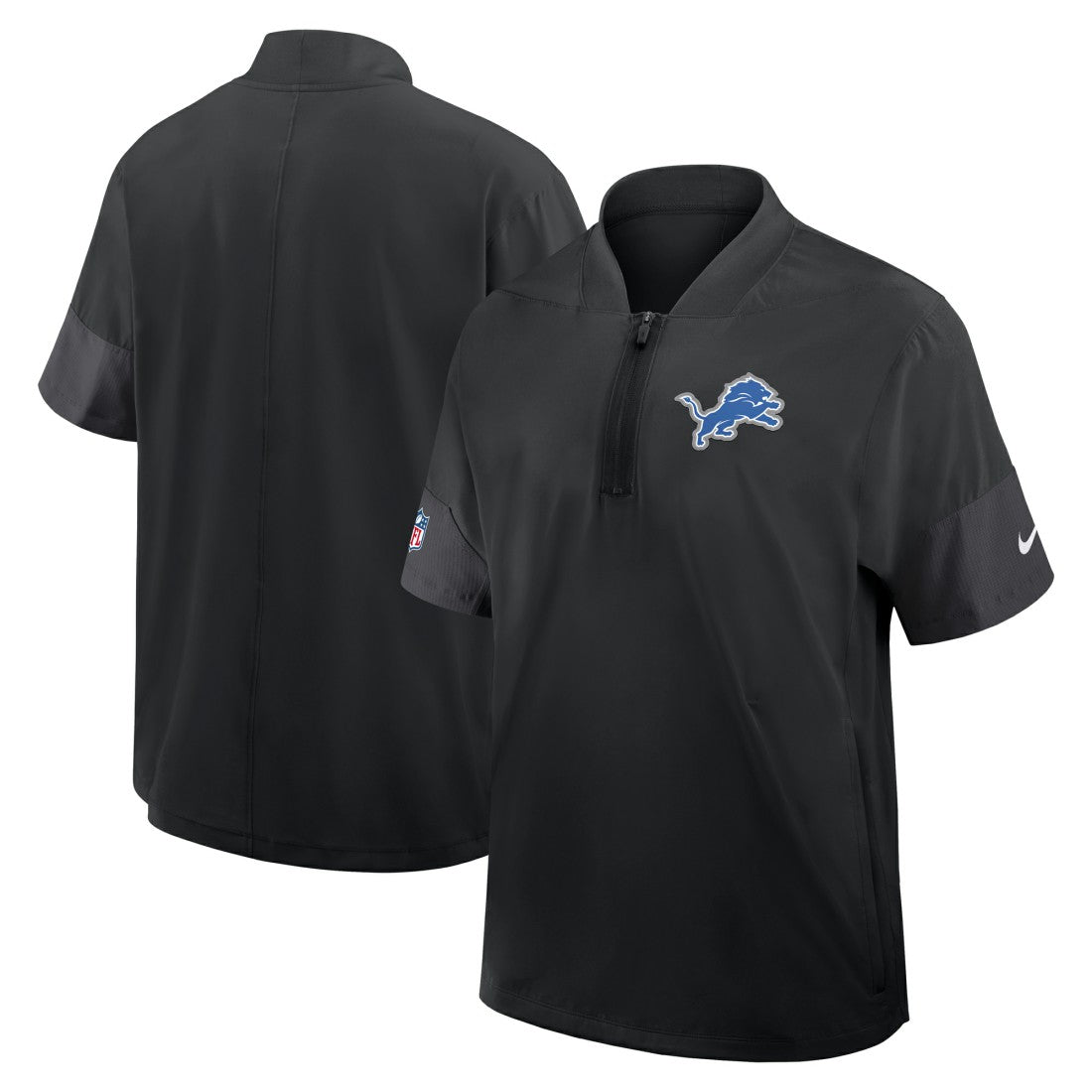 Detroit Lions Sideline Short Sleeve Quarter-Zip Dri-FIT Coach Jacket Black | Nike for Sale