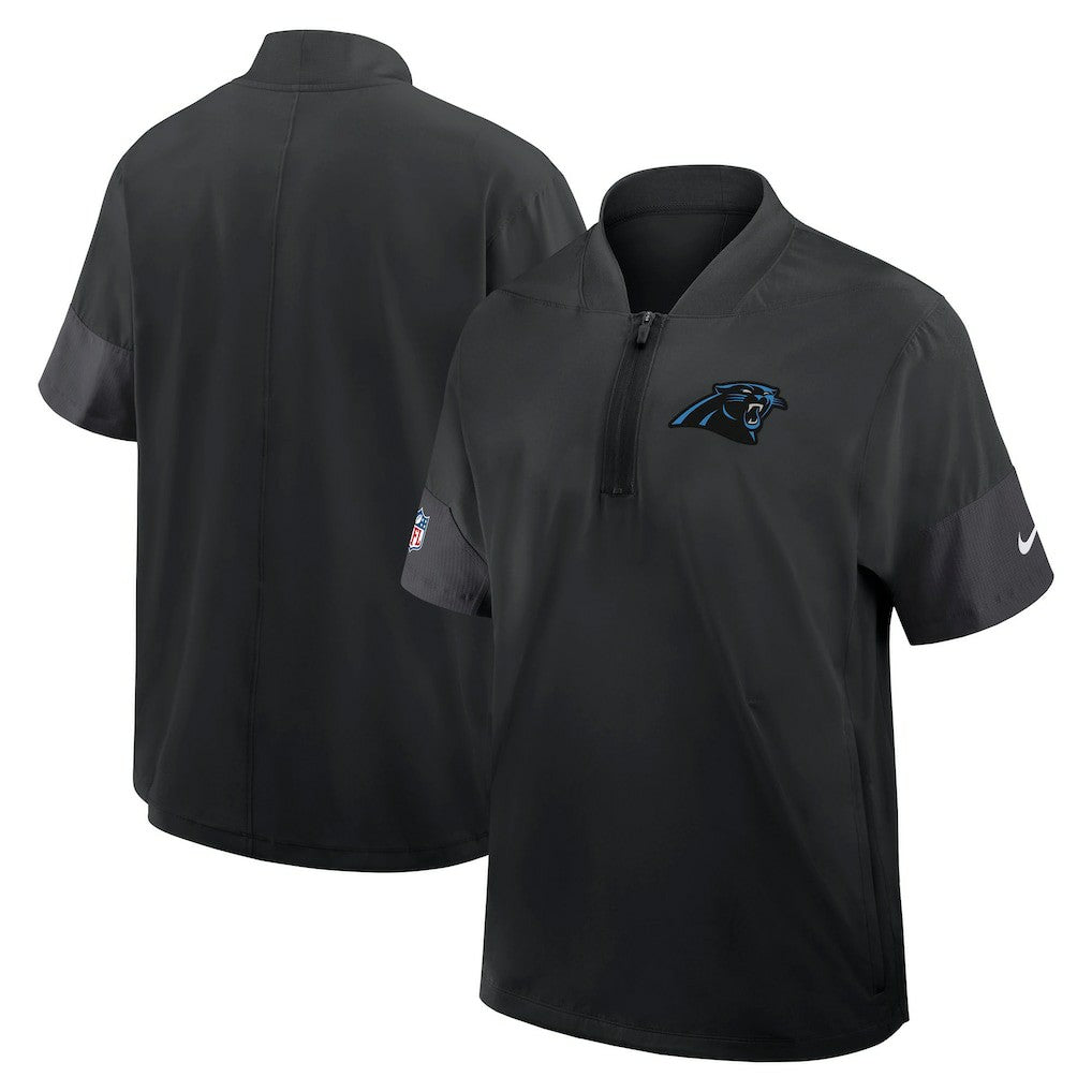 Carolina Panthers Sideline Short Sleeve Quarter-Zip Dri-FIT Coach Jacket Black | Nike for Sale