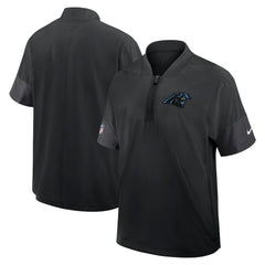 Carolina Panthers Sideline Short Sleeve Quarter-Zip Dri-FIT Coach Jacket Black | Nike for Sale