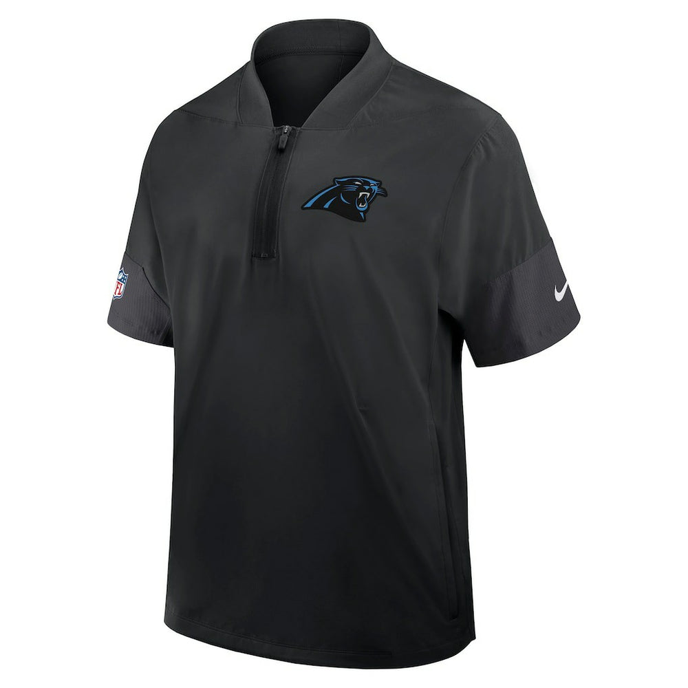 Carolina Panthers Sideline Short Sleeve Quarter-Zip Dri-FIT Coach Jacket Black | Nike for Sale
