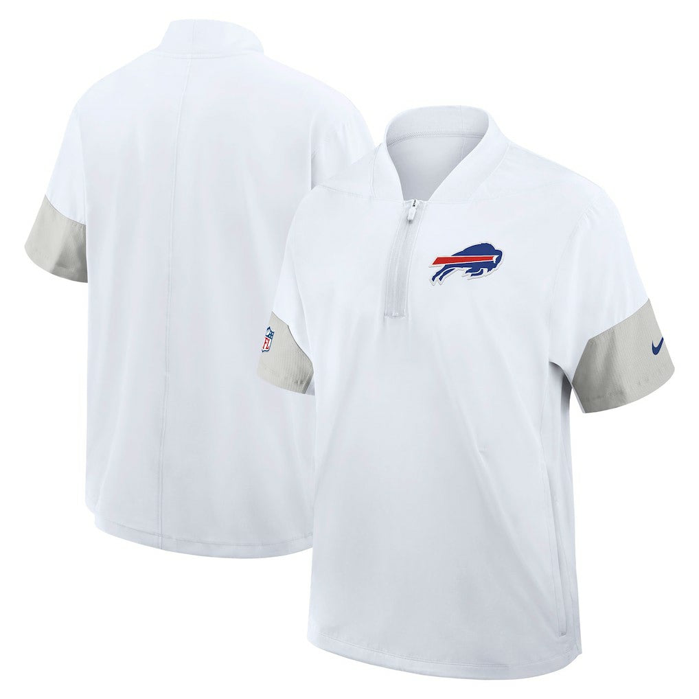 Buffalo Bills Sideline Short Sleeve Quarter-Zip Dri-FIT Coach Jacket White | Nike for Sale