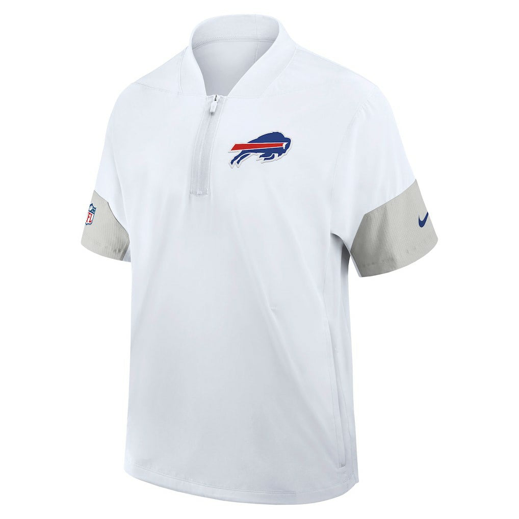 Buffalo Bills Sideline Short Sleeve Quarter-Zip Dri-FIT Coach Jacket White | Nike for Sale