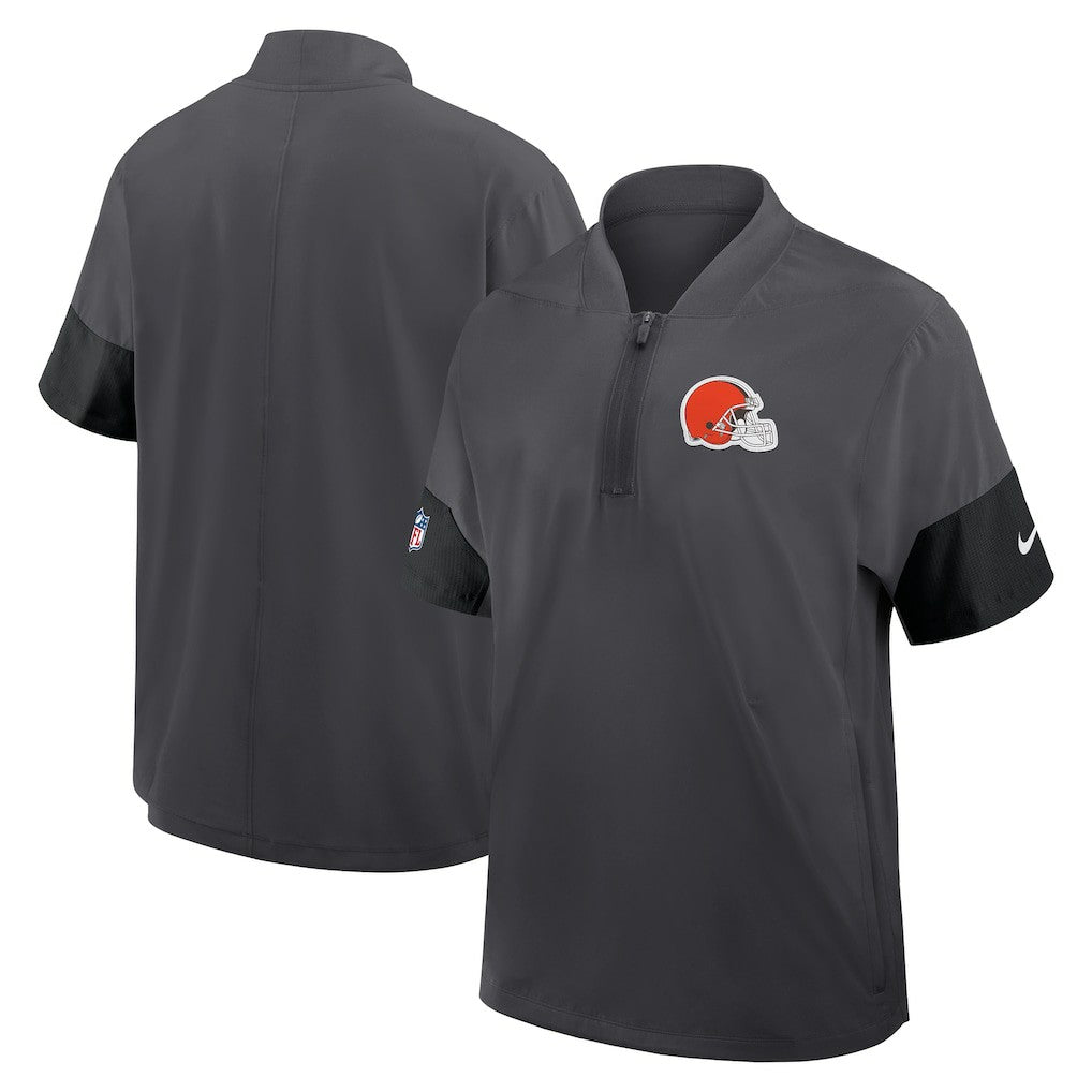 Cleveland Browns Sideline Short Sleeve Quarter-Zip Dri-FIT Coach Jacket Anthracite | Nike for Sale