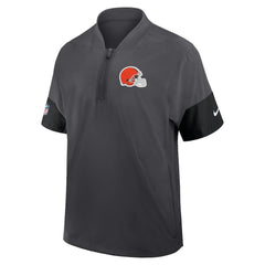 Cleveland Browns Sideline Short Sleeve Quarter-Zip Dri-FIT Coach Jacket Anthracite | Nike for Sale