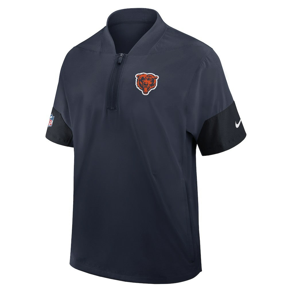 Chicago Bears Sideline Short Sleeve Quarter-Zip Dri-FIT Coach Jacket Navy | Nike for Sale