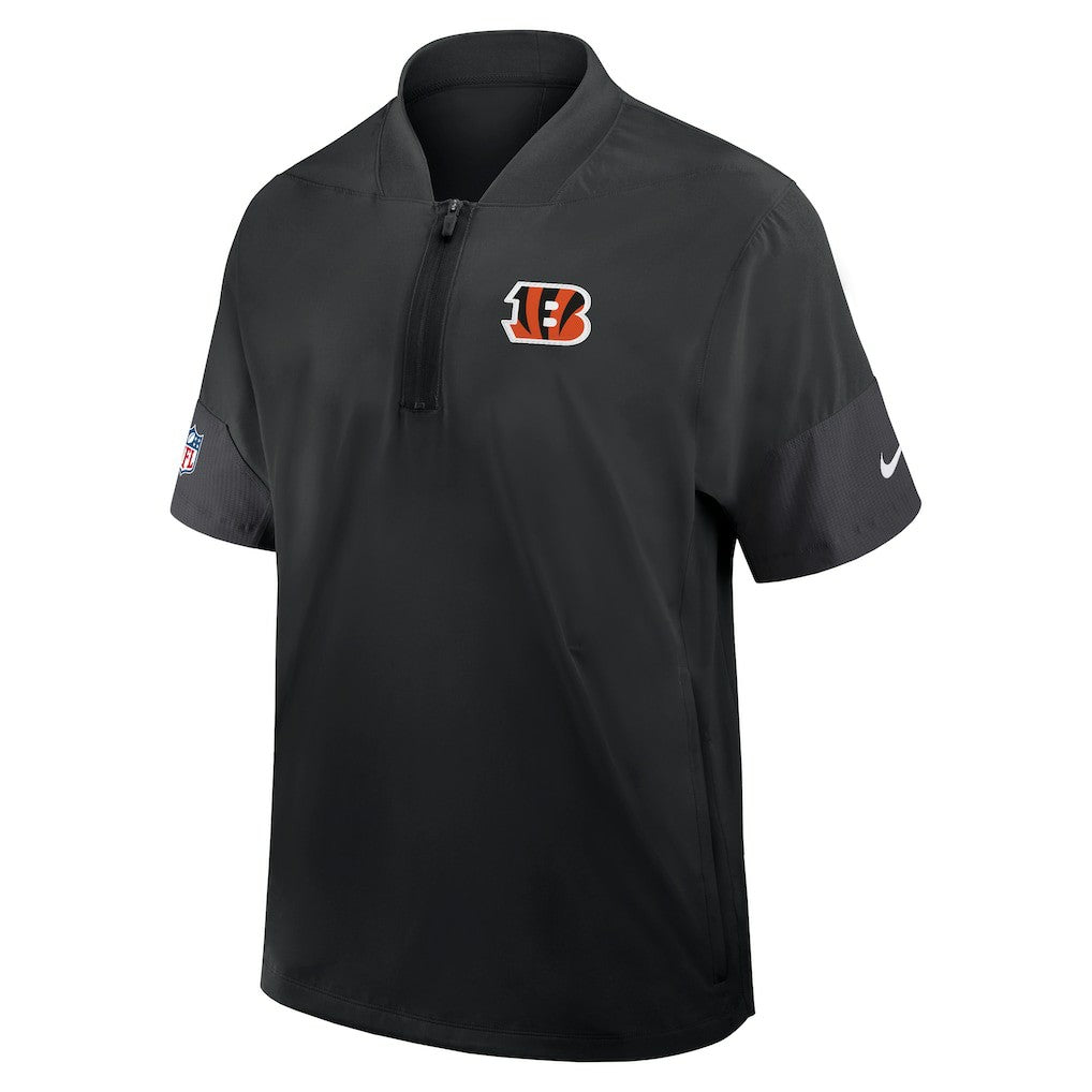 Cincinnati Bengals Sideline Short Sleeve Quarter-Zip Dri-FIT Coach Jacket Black | Nike for Sale