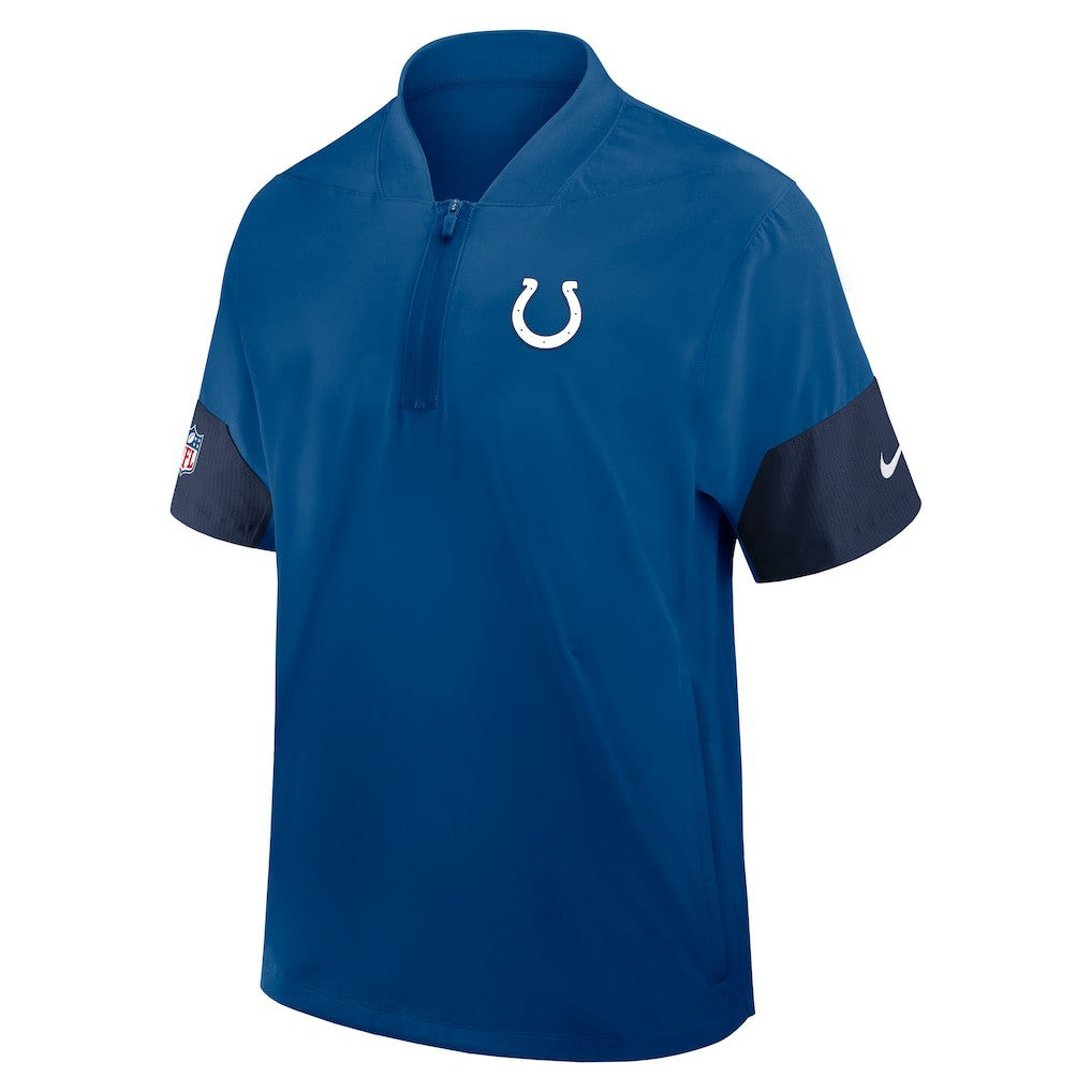 Indianapolis Colts Sideline Short Sleeve Quarter-Zip Dri-FIT Coach Jacket Royal | Nike for Sale