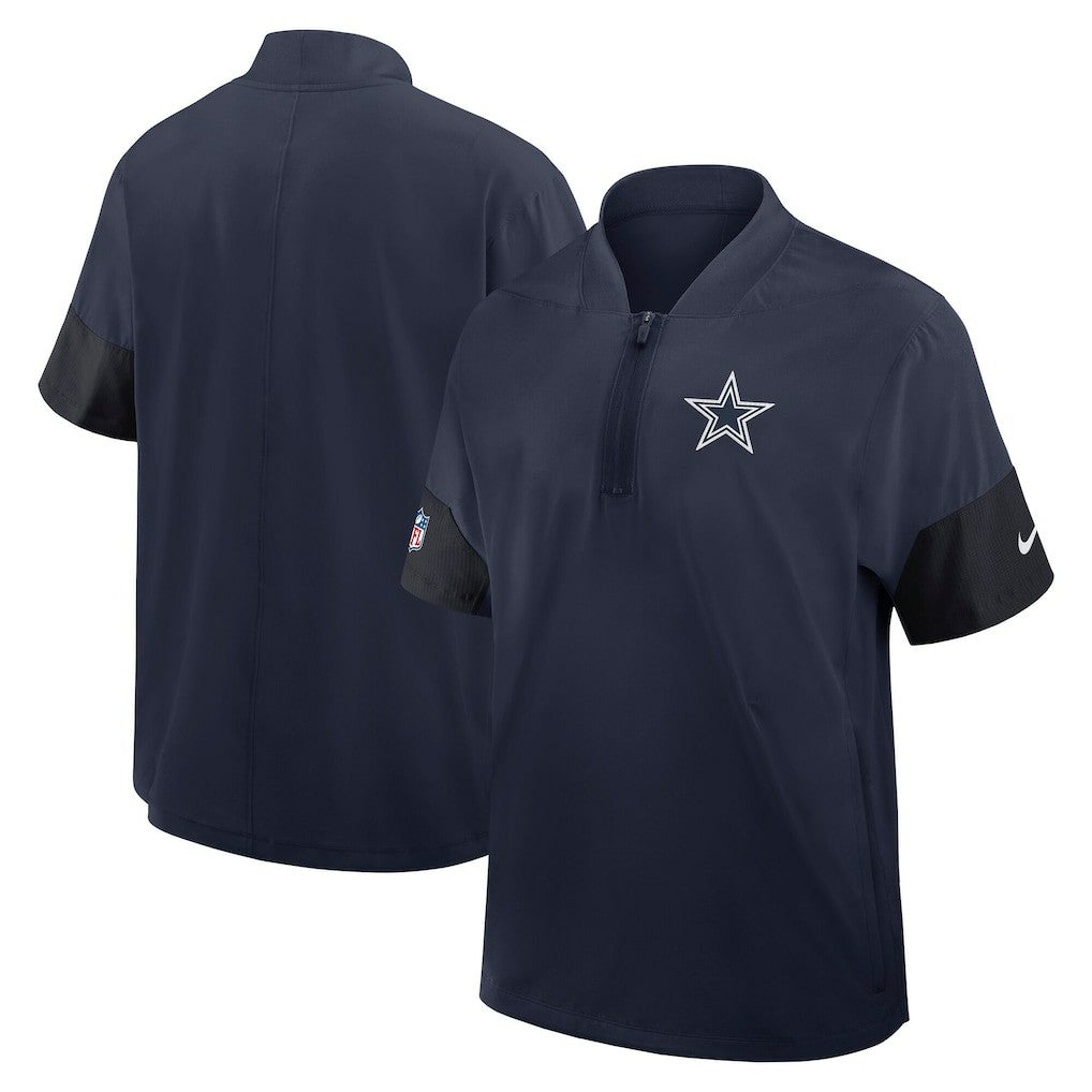 Dallas Cowboys Sideline Short Sleeve Quarter-Zip Dri-FIT Coach Jacket Navy | Nike for Sale