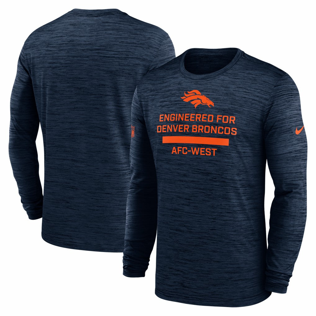 Denver Broncos Sideline Velocity Performance Long Sleeve T-Shirt - Navy | Nike for Sale