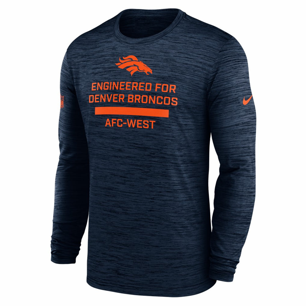 Denver Broncos Sideline Velocity Performance Long Sleeve T-Shirt - Navy | Nike for Sale
