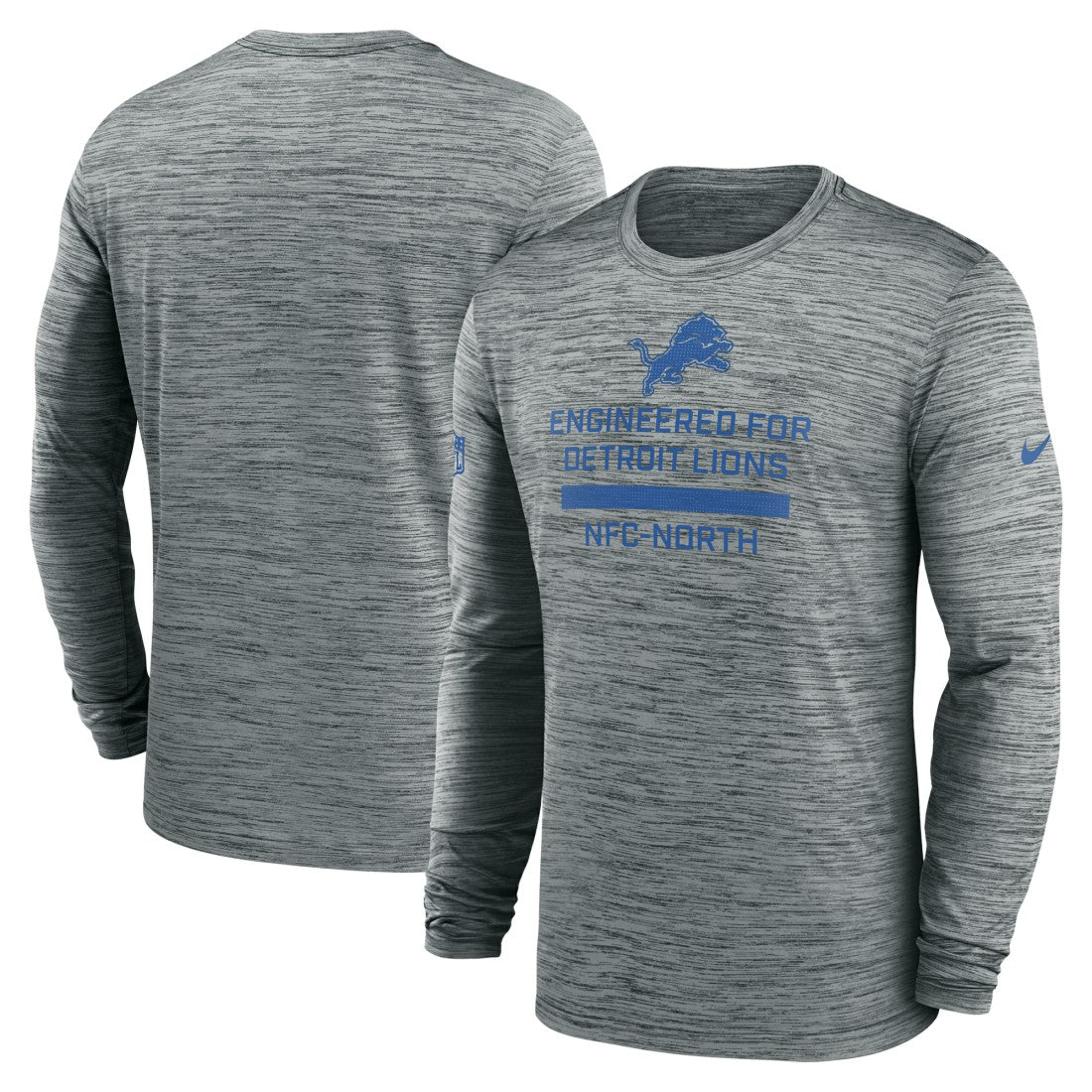 Detroit Lions Sideline Velocity Performance Long Sleeve T-Shirt - Gray | Nike for Sale