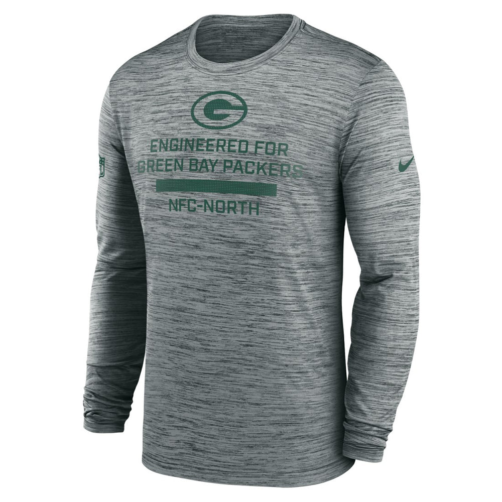 Green Bay Packers Sideline Velocity Performance Long Sleeve T-Shirt - Gray | Nike for Sale